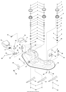 52-Inch Mower Deck - Housing And Arbor Group (7501423) Diagram and Parts List for 7800538 (C950-60928-0)(2009) Briggs and Stratton Lawn Tractor